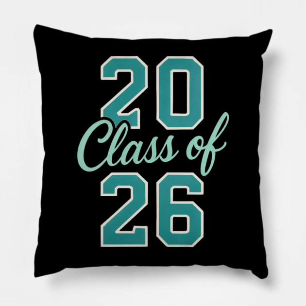Class of 2026 – Retro Graduation Year Teal Varsity Numbers Senior 26 Pillow by ArtistTee ⭐⭐⭐⭐⭐