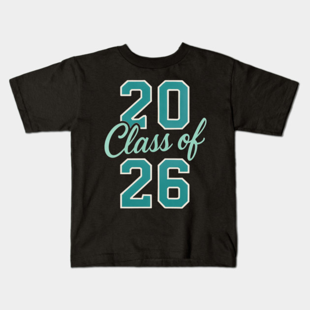 Class of 2026 – Retro Graduation Year Teal Varsity Numbers Senior 26 Kids T-Shirt by ArtistTee ⭐⭐⭐⭐⭐