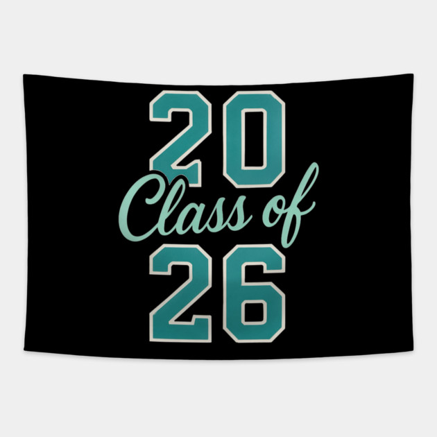 Class of 2026 – Retro Graduation Year Teal Varsity Numbers Senior 26 Tapestry by ArtistTee ⭐⭐⭐⭐⭐