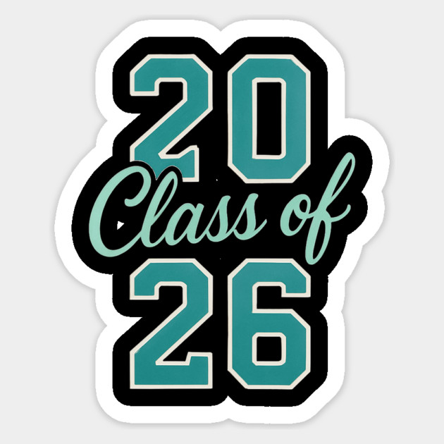 Class of 2026 – Retro Graduation Year Teal Varsity Numbers Senior 26 Sticker by ArtistTee ⭐⭐⭐⭐⭐