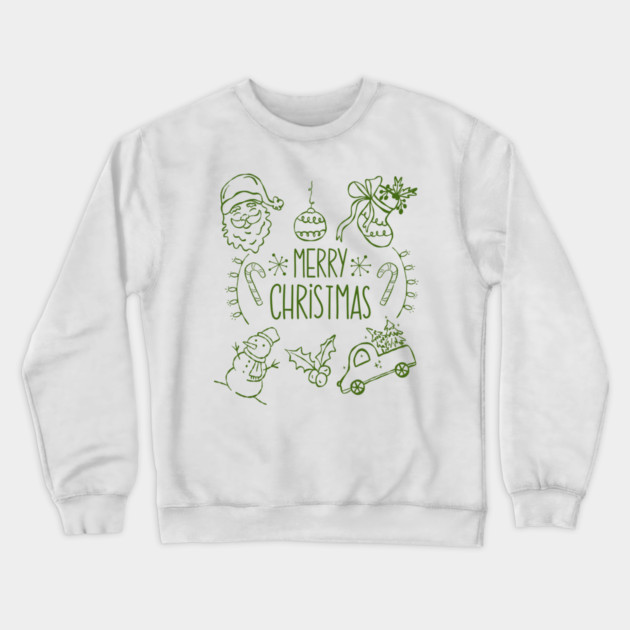 Merry Christmas Doodle Set Crewneck Sweatshirt by Creatifly Graphic Tees