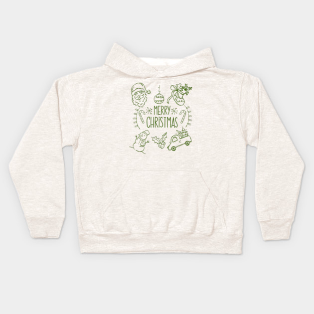 Merry Christmas Doodle Set Kids Hoodie by Creatifly Graphic Tees