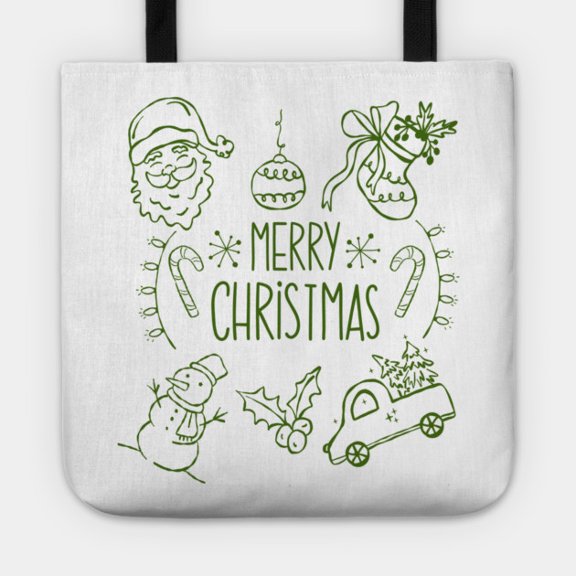 Merry Christmas Doodle Set Tote by Creatifly Graphic Tees