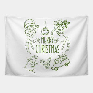 Merry Christmas Doodle Set Tapestry