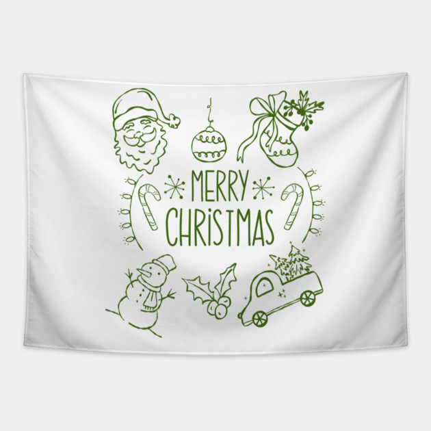 Merry Christmas Doodle Set Tapestry by Creatifly Graphic Tees