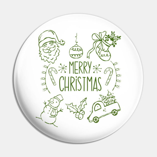 Merry Christmas Doodle Set Pin by Creatifly Graphic Tees