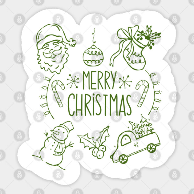 Merry Christmas Doodle Set Sticker by Creatifly Graphic Tees