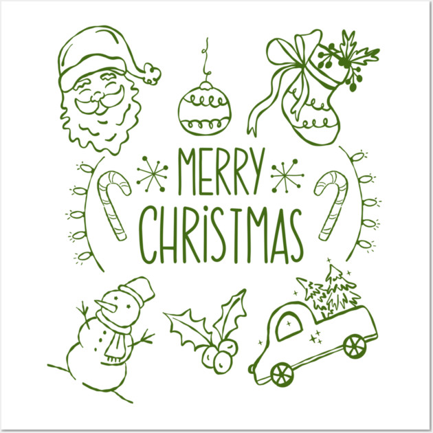 Merry Christmas Doodle Set Wall Art by Creatifly Graphic Tees