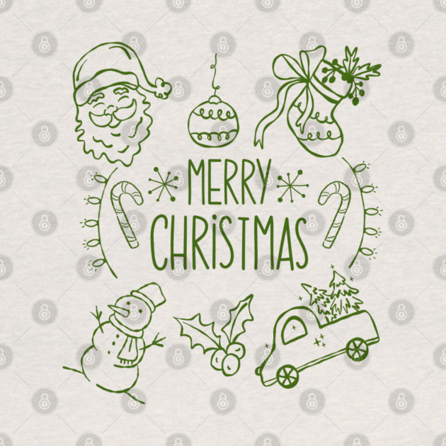 Merry Christmas Doodle Set by Creatifly Graphic Tees