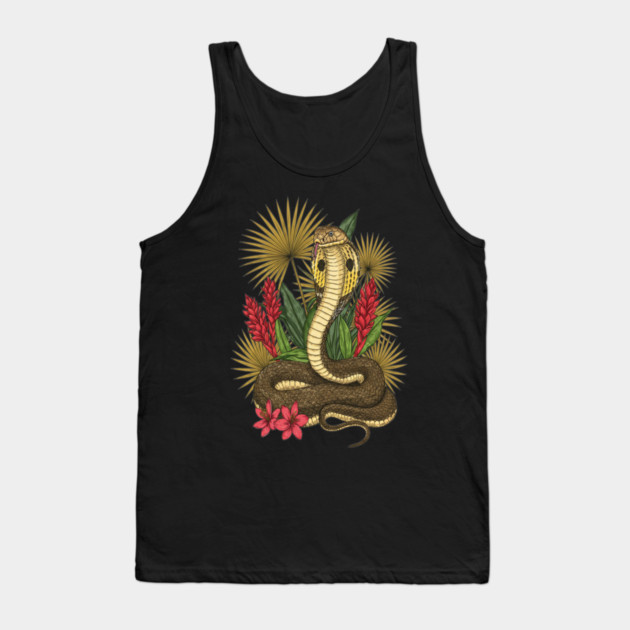 King Cobra Snake with Red Ginger and Palms Tank Top by BirdsnStuff