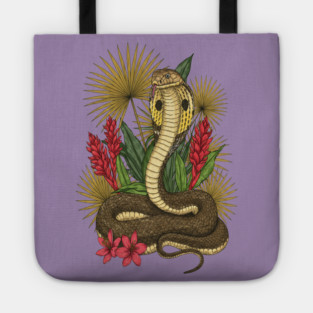 King Cobra Snake with Red Ginger and Palms Tote