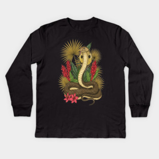 King Cobra Snake with Red Ginger and Palms Kids Long Sleeve T-Shirt