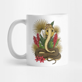 King Cobra Snake with Red Ginger and Palms Mug