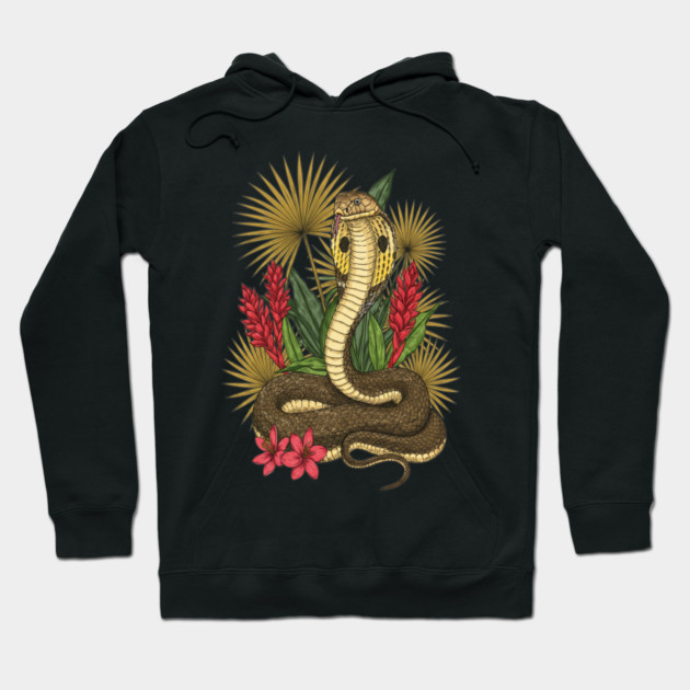 King Cobra Snake with Red Ginger and Palms Hoodie by BirdsnStuff