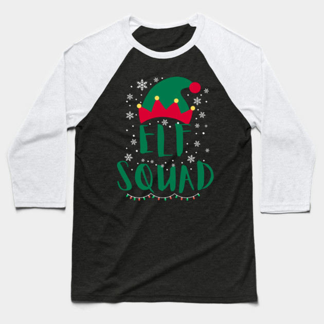 Elf Squad Holiday Cheer Baseball T-Shirt by Creatifly Graphic Tees