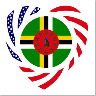 Dominican American Multinational Patriot Flag Series (Heart Dominica & US) Posters and Art