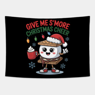 Cute Christmas Give Me S’more Christmas Kawaii S’more Tapestry