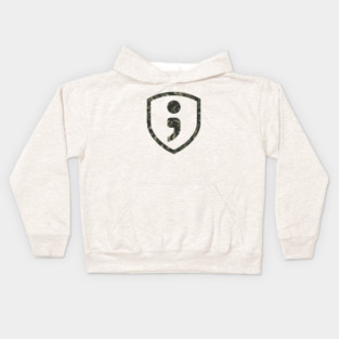 Semicolon Shield Camo Kids Hoodie