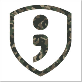 Semicolon Shield Camo Posters and Art
