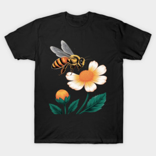 Honeybee and Flower Dot Art T-Shirt