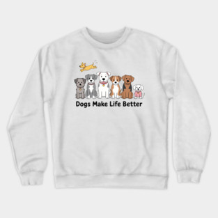Red and Howling Dogs Make Life Better Crewneck Sweatshirt