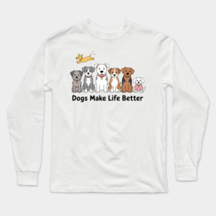 Red and Howling Dogs Make Life Better Long Sleeve T-Shirt