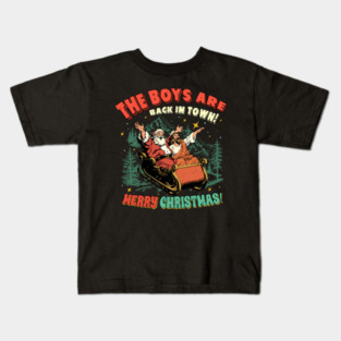 Funny Jesus Santa The Boys are Back in Town Merry Christmas Kids T-Shirt