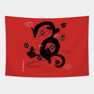 Wish to Dragon (b&w) Tapestry