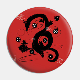 Wish to Dragon (b&w) Pin
