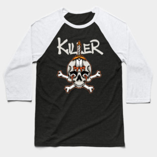 Skull with Sword and Bone Cross streetwear Baseball T-Shirt
