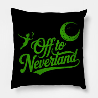 Distressed Off to Neverland Peter Pan Second Star to the Right Pillow