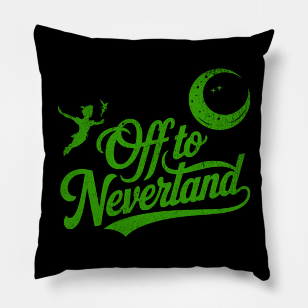 Distressed Off to Neverland Peter Pan Second Star to the Right Pillow by Joaddo
