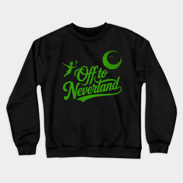 Distressed Off to Neverland Peter Pan Second Star to the Right Crewneck Sweatshirt by Joaddo
