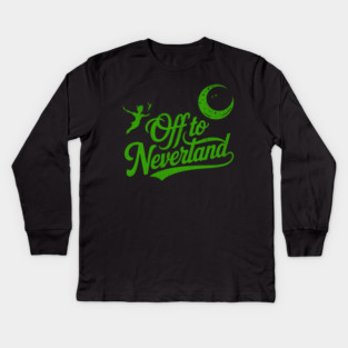 Distressed Off to Neverland Peter Pan Second Star to the Right Kids Long Sleeve T-Shirt