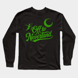Distressed Off to Neverland Peter Pan Second Star to the Right Long Sleeve T-Shirt