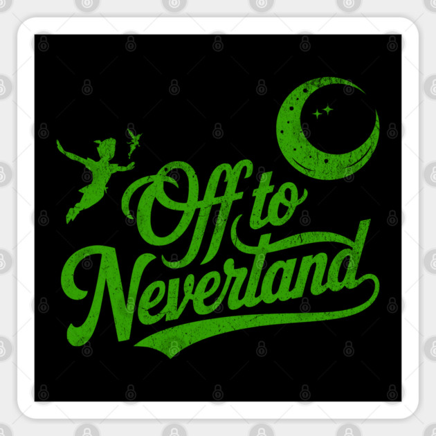 Distressed Off to Neverland Peter Pan Second Star to the Right Sticker by Joaddo