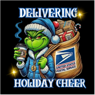 Delivering Holiday Cheer USPS Grinchy Christmas Posters and Art