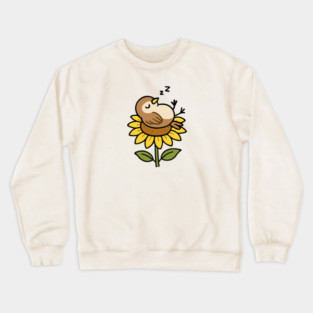 Cute Bird Sleeping on a Flower Crewneck Sweatshirt