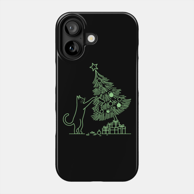 Cat And the Christmas Tree Phone Case by CreativeSage
