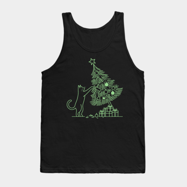Cat And the Christmas Tree Tank Top by CreativeSage