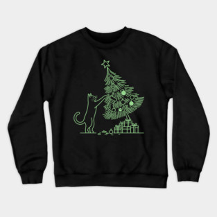 Cat And the Christmas Tree Crewneck Sweatshirt