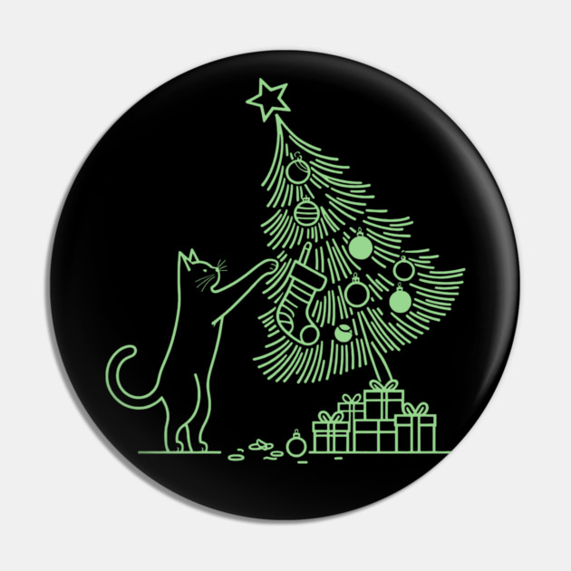 Cat And the Christmas Tree Pin by CreativeSage