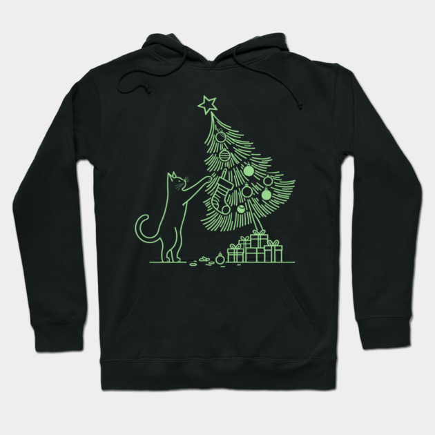 Cat And the Christmas Tree Hoodie by CreativeSage