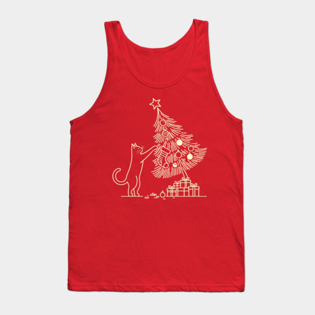 Cat And the Christmas Tree Tank Top by CreativeSage