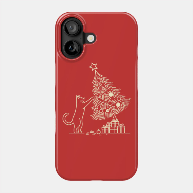 Cat And the Christmas Tree Phone Case by CreativeSage