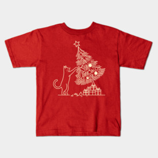 Cat And the Christmas Tree Kids T-Shirt
