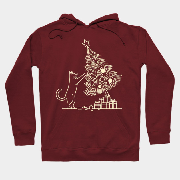 Cat And the Christmas Tree Hoodie by CreativeSage