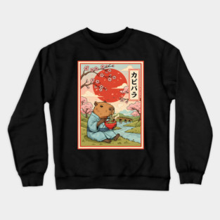 Capybara Anime Graphic Ramen Kawaii Japanese Vintage Capy  Crewneck Sweatshirt