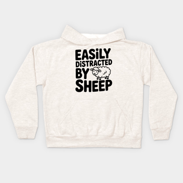 Easily Distracted by Sheep Kids Hoodie by Frank Ring