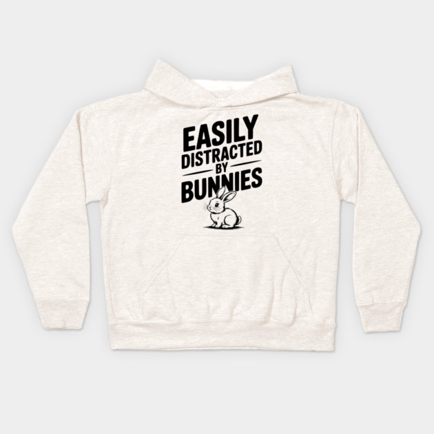 Easily Distracted by Bunnies Kids Hoodie by Frank Ring
